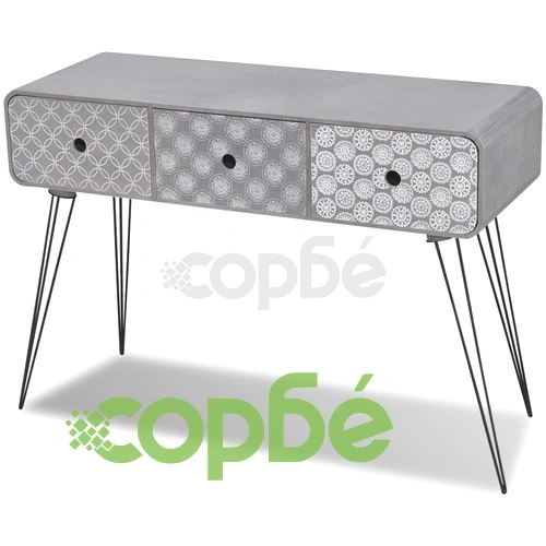 Конзолна маса/страничен шкаф с 3 чекмеджета, сиво  ➤ топ цена ➤ sorbe.bg