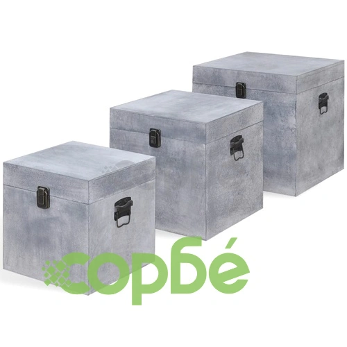 Квадратни MDF кутии за съхранение, 3 бр, бетонно сиво  ➤ топ цена ➤ sorbe.bg