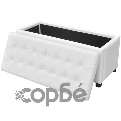 Табуретка-ракла тип отоманка, изкуствена кожа, бяла ➤ топ цена ➤ sorbe.bg