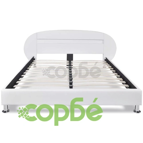 Рамка за легло с LED, бяла, изкуствена кожа, 140x200 cм ➤ топ цена ➤ sorbe.bg