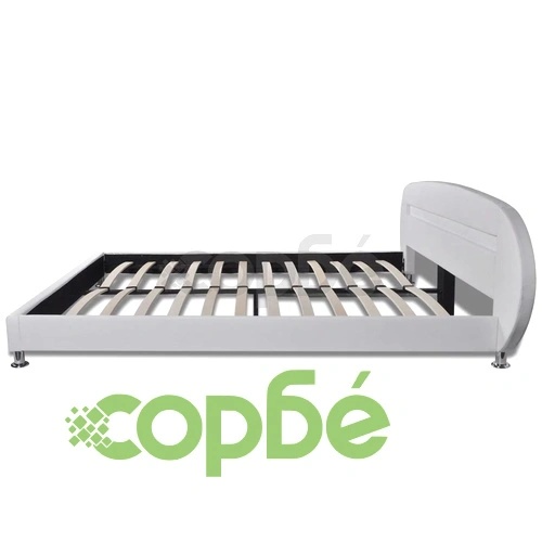 Рамка за легло с LED, бяла, изкуствена кожа, 180x200 cм ➤ топ цена ➤ sorbe.bg