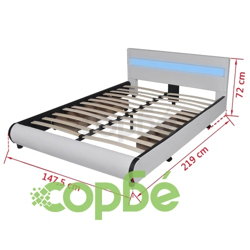 Рамка за легло с чекмеджета LED бяла изкуствена кожа 140x200 cм ➤ топ цена ➤ sorbe.bg