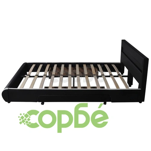 Рамка за легло с чекмедже LED черна изкуствена кожа 140x200 cм ➤ топ цена ➤ sorbe.bg