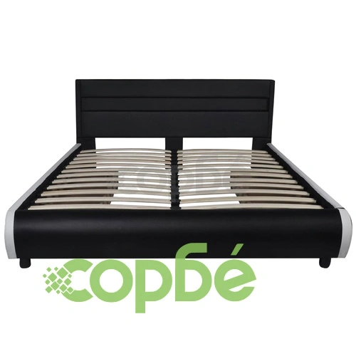 Рамка за легло с чекмедже LED черна изкуствена кожа 140x200 cм ➤ топ цена ➤ sorbe.bg