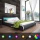 Рамка за легло с чекмеджета LED сива изкуствена кожа 180x200 cм