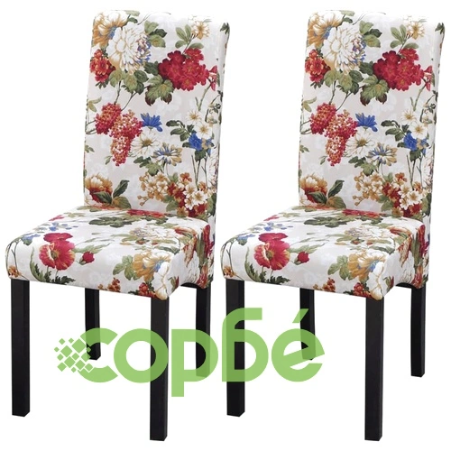 Трапезни столове, 2 бр, многоцветни, текстил ➤ топ цена ➤ sorbe.bg