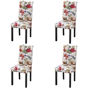 Трапезни столове, 4 бр, многоцветни, текстил