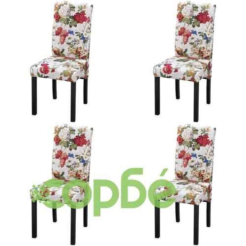 Трапезни столове, 4 бр, многоцветни, текстил ➤ топ цена ➤ sorbe.bg