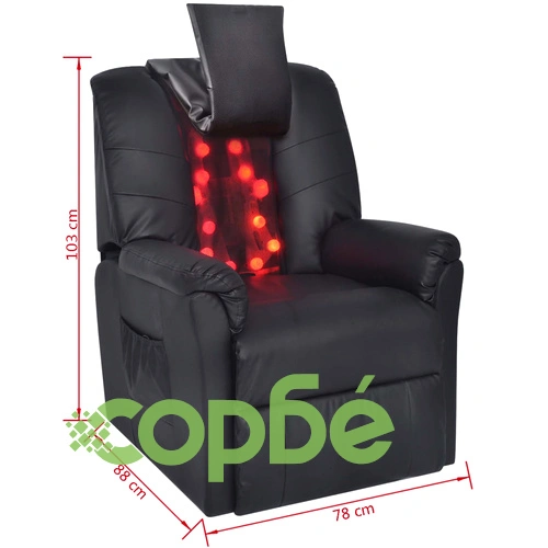 Шиацу масажен стол, черен, изкуствена кожа ➤ топ цена ➤ sorbe.bg