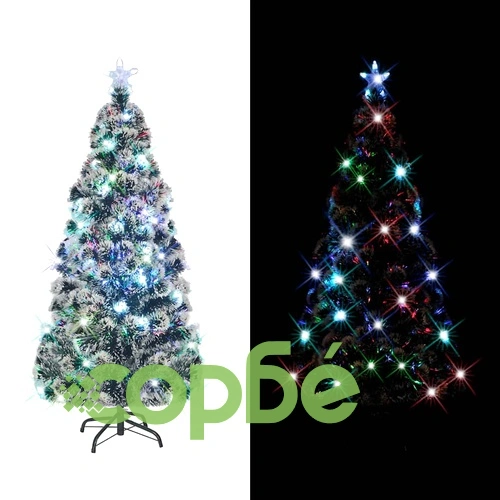Готова осветена коледна елха със стойка 150 см оптично влакно ➤ топ цена ➤ sorbe.bg