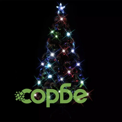 Готова осветена коледна елха със стойка 210 см оптично влакно ➤ топ цена ➤ sorbe.bg