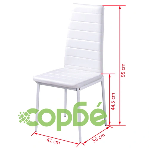 Комплект за хранене от 6 бели столове и маса с модерен дизайн ➤ топ цена ➤ sorbe.bg