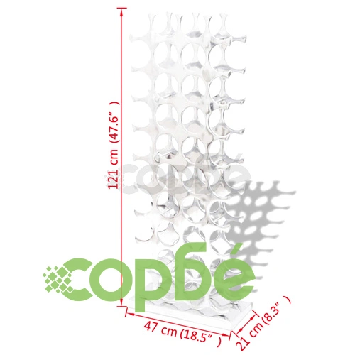 Алуминиев стелаж за вино за 40 бутилки, сребрист  ➤ топ цена ➤ sorbe.bg