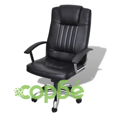 Луксозен кожен офис стол, регулируем, въртящ се, черен ➤ топ цена ➤ sorbe.bg