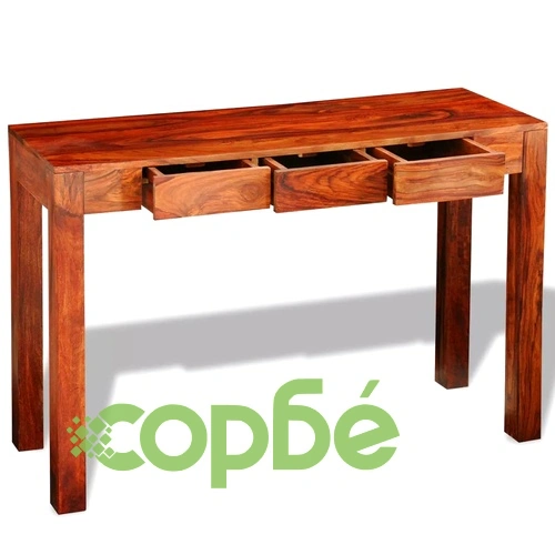 Конзолна маса с 3 чекмеджета, 80 см, акация масив ➤ топ цена ➤ sorbe.bg