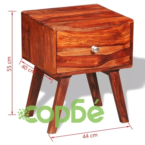 Нощно шкафче с 1 чекмедже, 55 см, акация масив ➤ топ цена ➤ sorbe.bg