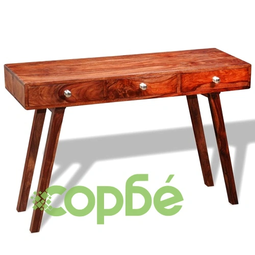 Конзолна маса с 3 чекмеджета, 76 см, акация масив ➤ топ цена ➤ sorbe.bg