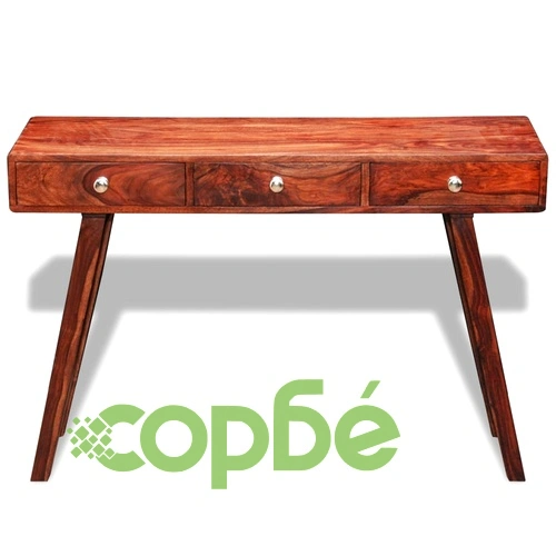 Конзолна маса с 3 чекмеджета, 76 см, акация масив ➤ топ цена ➤ sorbe.bg