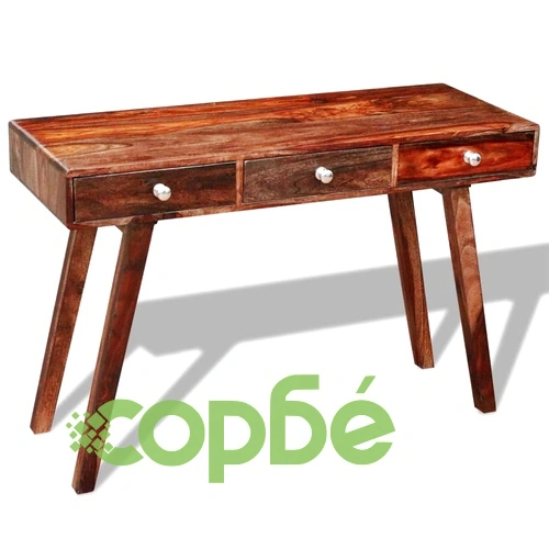 Конзолна маса с 3 чекмеджета, 76 см, акация масив ➤ топ цена ➤ sorbe.bg