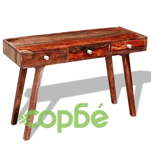 Конзолна маса с 3 чекмеджета, 76 см, акация масив ➤ топ цена ➤ sorbe.bg