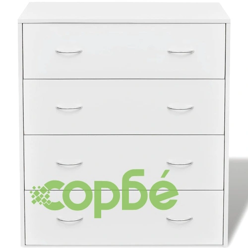 Сайдборд с 4 чекмеджета, 60 x 30,5 x 71 см, бял ➤ топ цена ➤ sorbe.bg