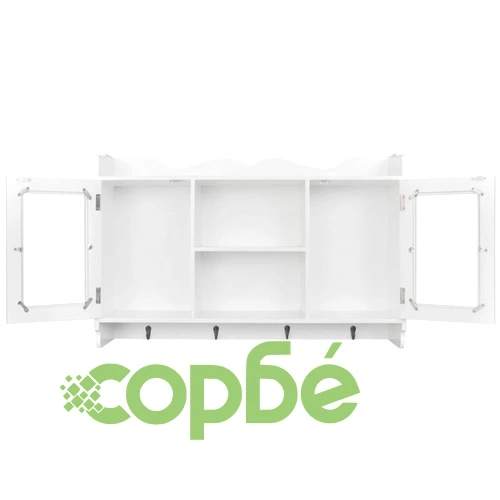 Бяла МДФ стенна полица/шкаф за съхранение на книги/DVD/очила ➤ топ цена ➤ sorbe.bg