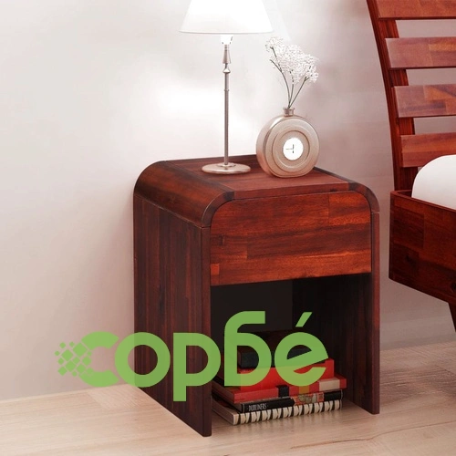 нощно шкафче от акациево дърво 41,5 х 42 см, кафяв цвят ➤ топ цена ➤ sorbe.bg