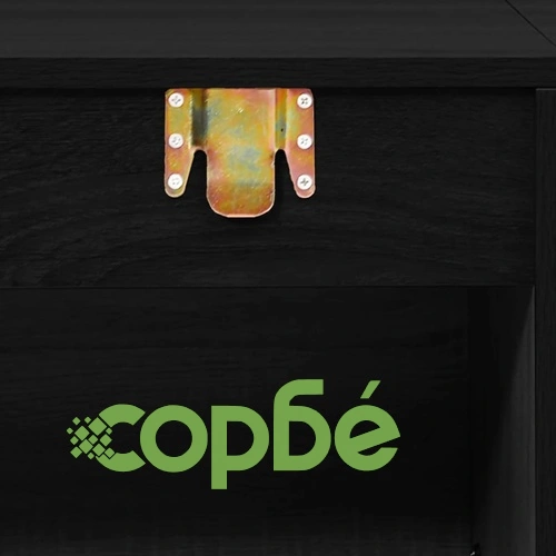 Комплект мебели за баня от 6 части, черен, инженерно дърво ➤ топ цена ➤ sorbe.bg