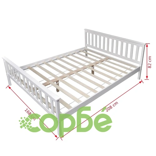 Рамка за легло, бяла, борова дървесина масив, 160x200 cм ➤ топ цена ➤ sorbe.bg