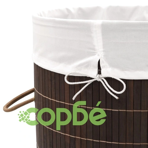 Бамбуков кош за пране, кръгъл, тъмнокафяв ➤ топ цена ➤ sorbe.bg