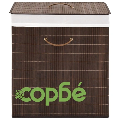 Бамбуков кош за пране, правоъгълен, тъмнокафяв ➤ топ цена ➤ sorbe.bg