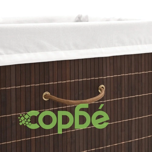 Бамбуков кош за пране, правоъгълен, тъмнокафяв ➤ топ цена ➤ sorbe.bg