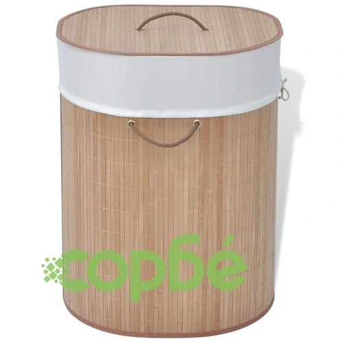 Бамбуков кош за пране, овален, натурален цвят ➤ топ цена ➤ sorbe.bg