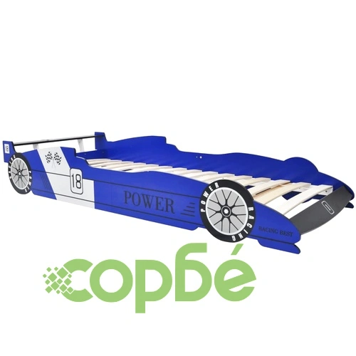 детско легло състезателна кола 90 х 200 см, син цвят ➤ топ цена ➤ sorbe.bg