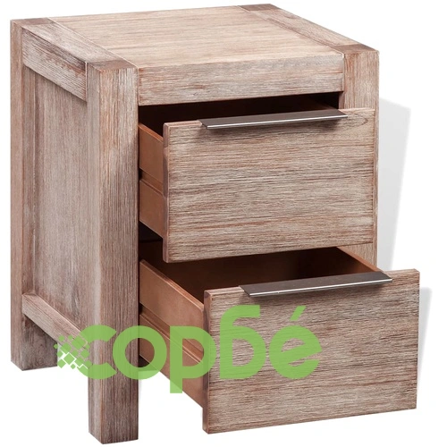 Нощно шкафче, твърдо полирано акациево дърво 42x45x58 cм ➤ топ цена ➤ sorbe.bg
