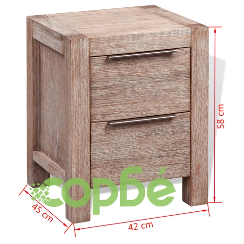 Нощно шкафче, твърдо полирано акациево дърво 42x45x58 cм ➤ топ цена ➤ sorbe.bg