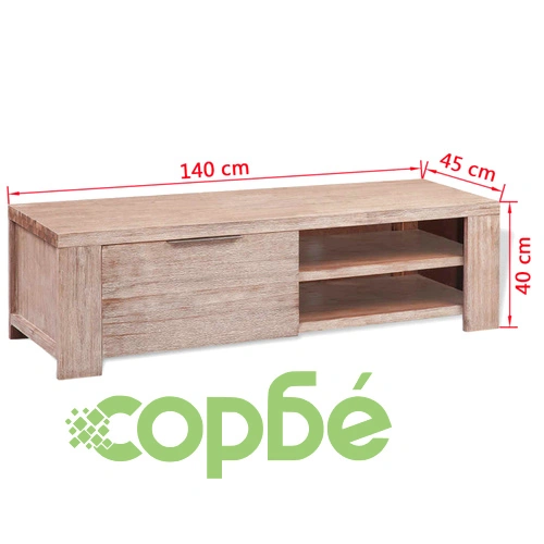 TВ шкаф, твърдо полирано акациво дърво 140x45x40 см ➤ топ цена ➤ sorbe.bg