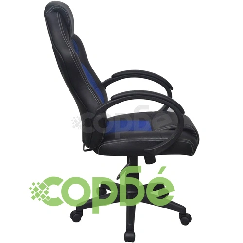 Офис стол с дизайнерска седалка, син, изкуствена кожа ➤ топ цена ➤ sorbe.bg