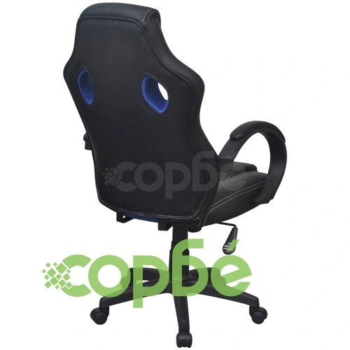 Офис стол с дизайнерска седалка, син, изкуствена кожа ➤ топ цена ➤ sorbe.bg