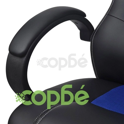 Офис стол с дизайнерска седалка, син, изкуствена кожа ➤ топ цена ➤ sorbe.bg