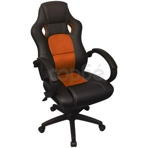 Директорски офис стол, оранжев, изкуствена кожа