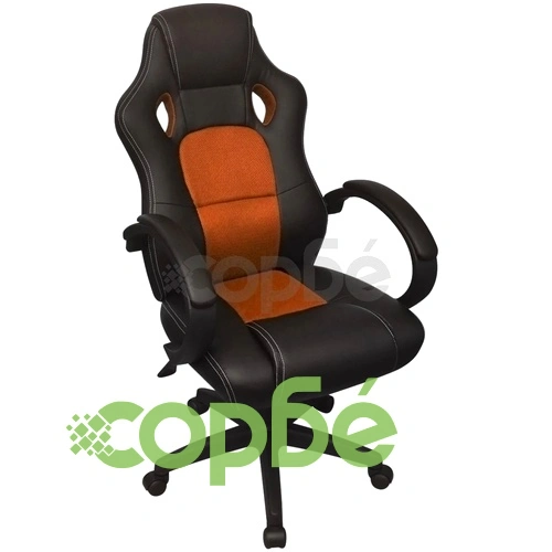 Директорски офис стол, оранжев, изкуствена кожа ➤ топ цена ➤ sorbe.bg