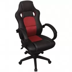 Директорски офис стол, червен, изкуствена кожа