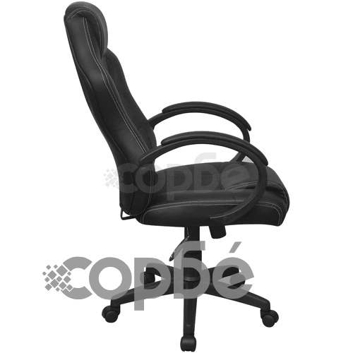 Офис стол с дизайнерска седалка, черен, изкуствена кожа ➤ топ цена ➤ sorbe.bg