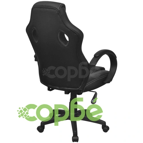 Офис стол с дизайнерска седалка, черен, изкуствена кожа ➤ топ цена ➤ sorbe.bg