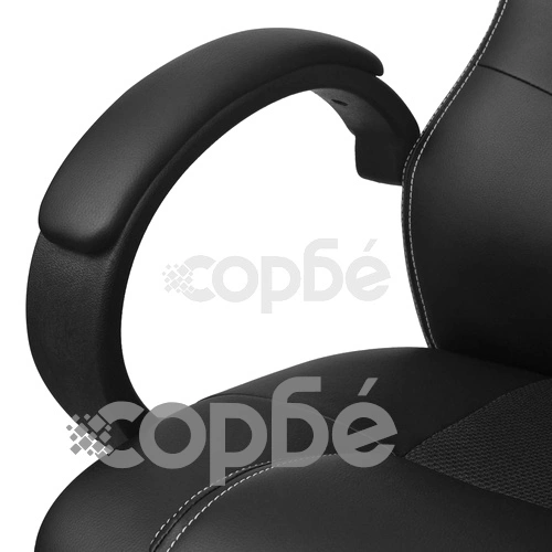 Офис стол с дизайнерска седалка, черен, изкуствена кожа ➤ топ цена ➤ sorbe.bg