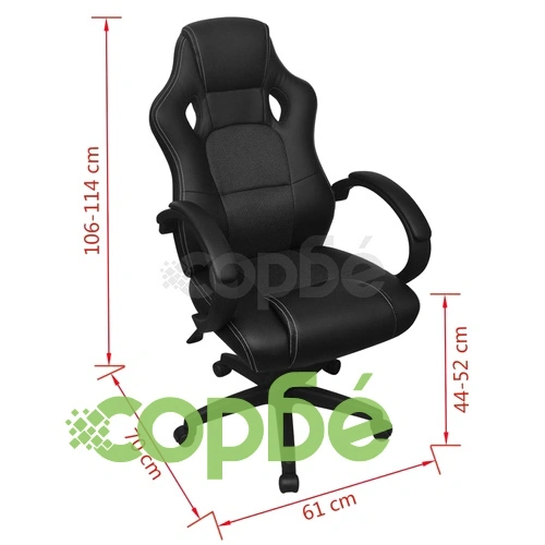 Офис стол с дизайнерска седалка, черен, изкуствена кожа ➤ топ цена ➤ sorbe.bg