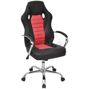 Директорски офис стол, ярко червено, изкуствена кожа