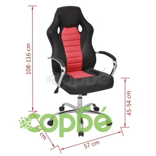 Директорски офис стол, ярко червено, изкуствена кожа ➤ топ цена ➤ sorbe.bg