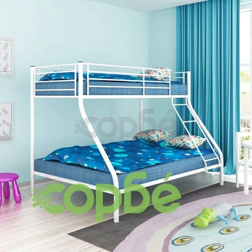 Детска двуетажна рамка за легло бяла метал 140x200/90x200 см ➤ топ цена ➤ sorbe.bg